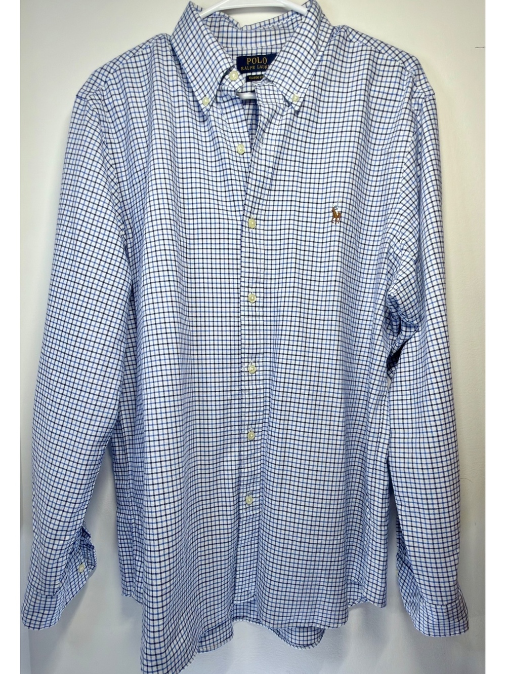 Men’s Polo Ralph Lauren blue button up dress shirt size L